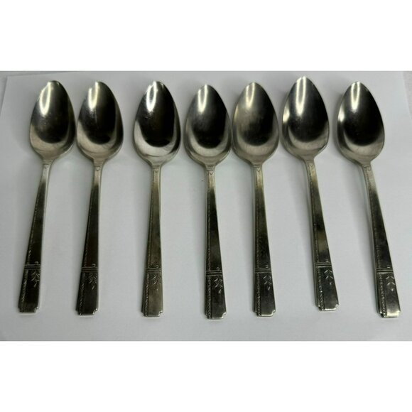Oneida Grenoble Heirloom Plate Silver Tea Spoons Set Of 7 - Picture 1 of 8